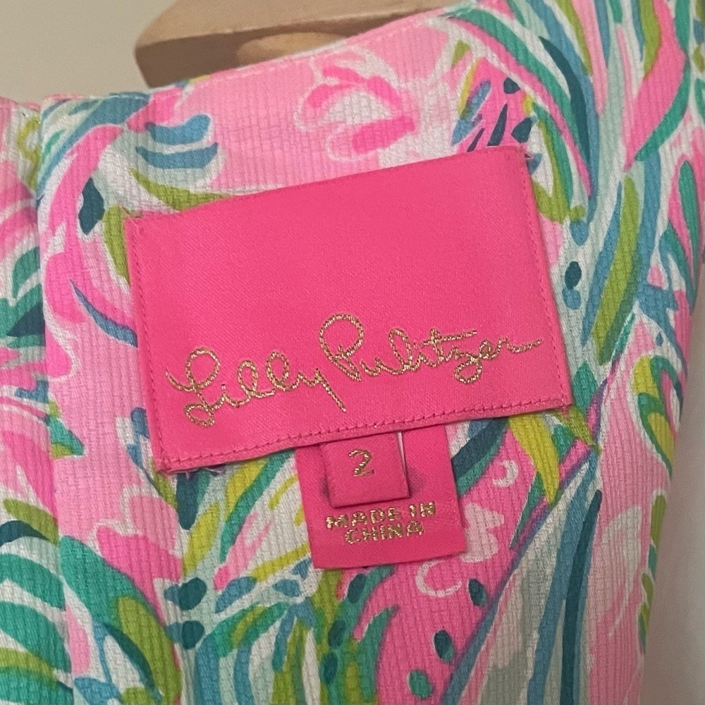 Lilly Pulitzer Gabby Stretch Shift Dress - Pink and Green - Picture 8 of 10